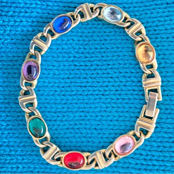 American Vintage Jewelry - Tennis Bracelet with red green stones multi color bracelet